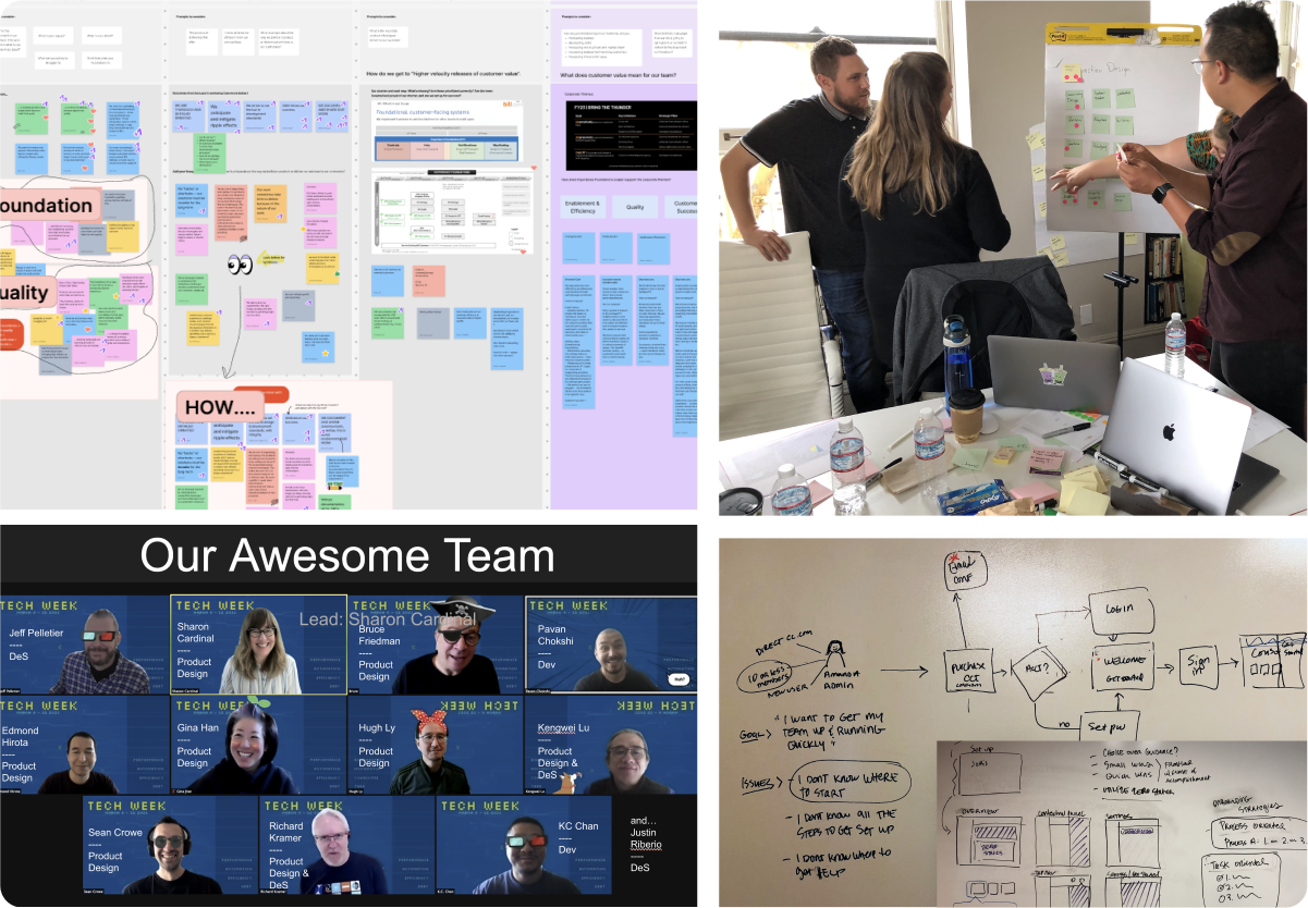 Screenshots of teams working and whiteboards